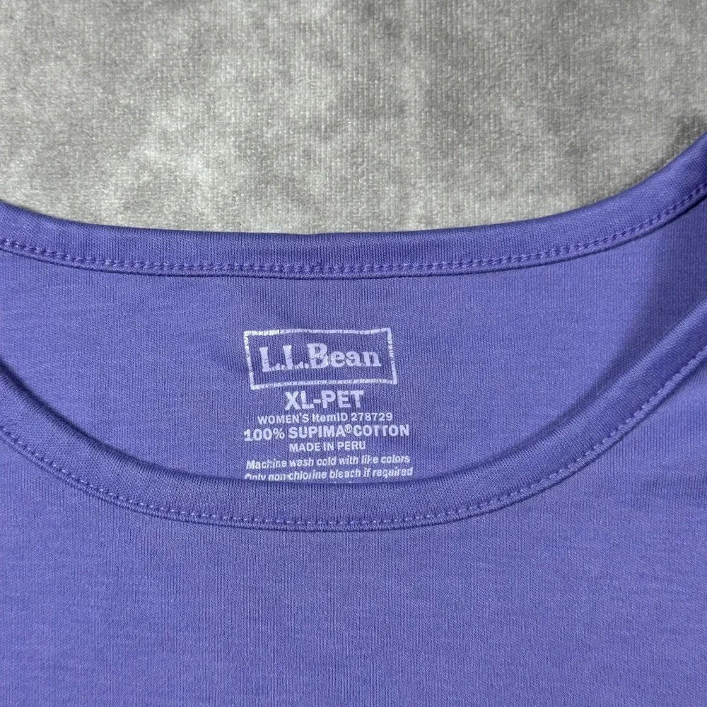 LL Bean Women XL Petite Purple Supima Cotton Long Sleeve Crew Neck Tee Casual